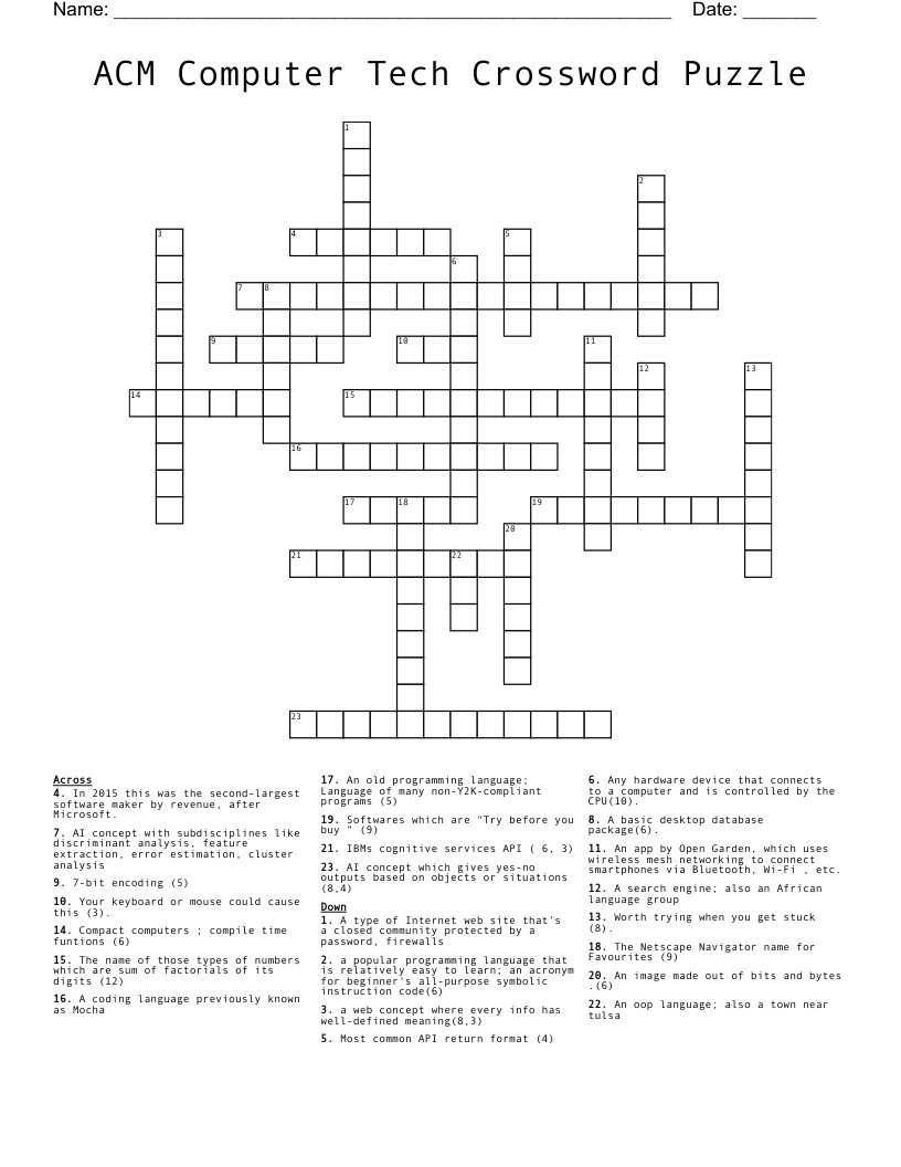 ACM Computer Tech Crossword Puzzle