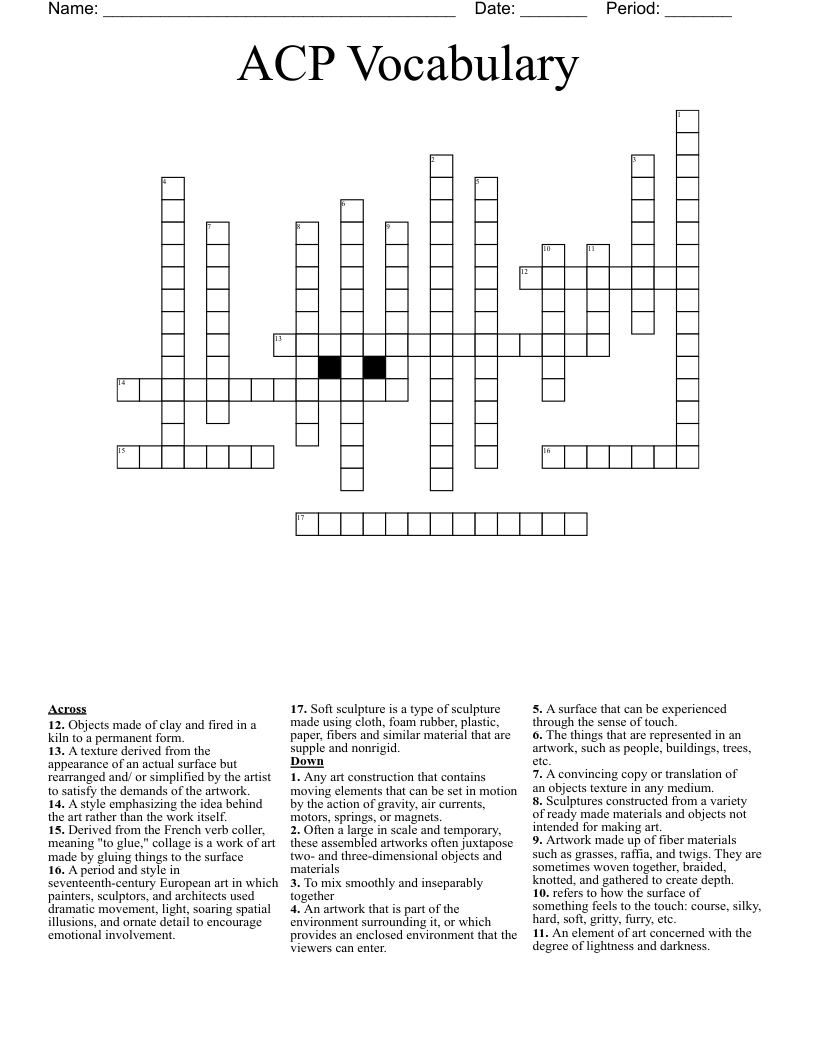 ACP Vocabulary Crossword