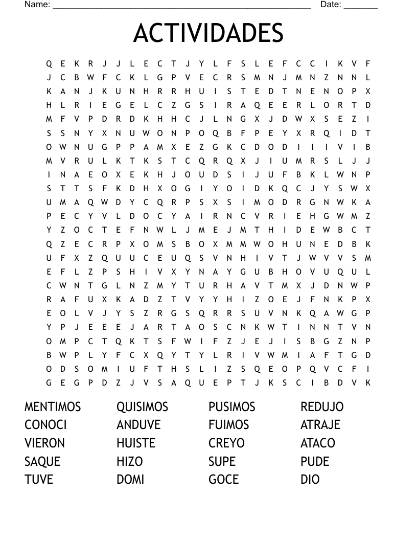 ACTIVIDADES Word Search
