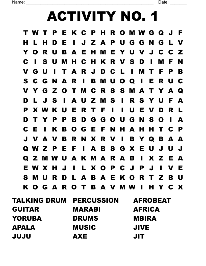 ACTIVITY NO. 1 Word Search