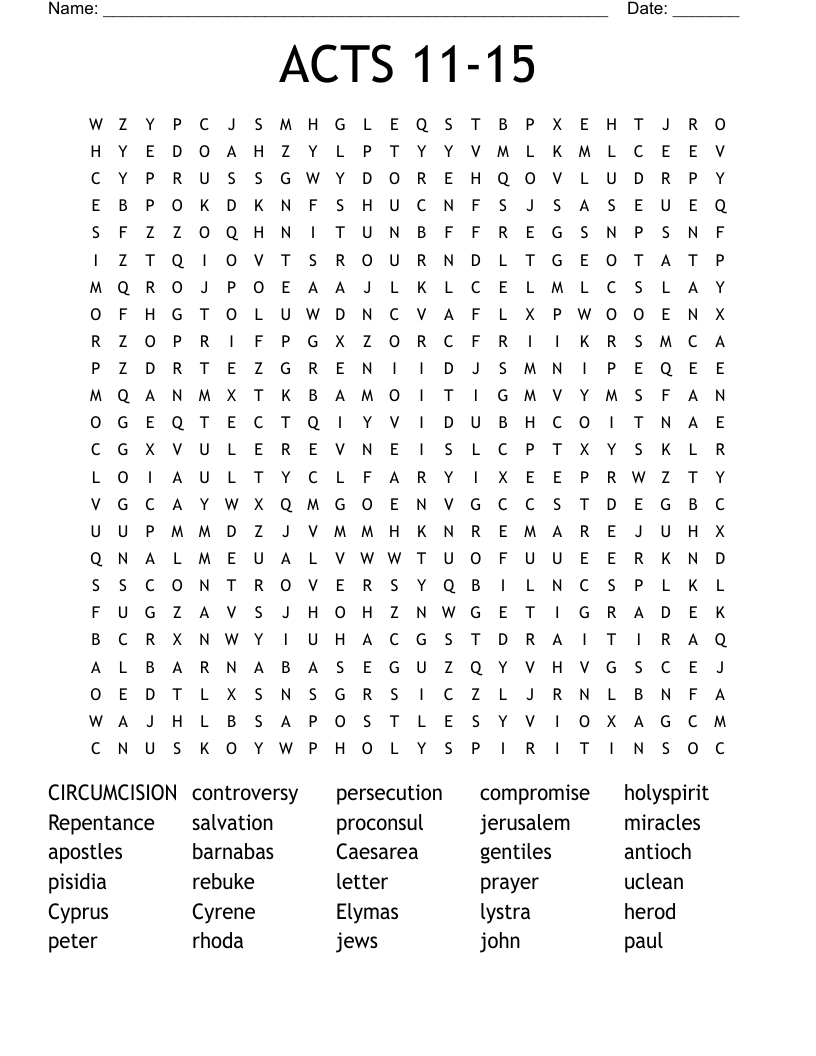 ACTS 11-15 Word Search