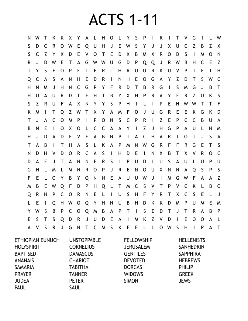 ACTS 1-11 Word Search