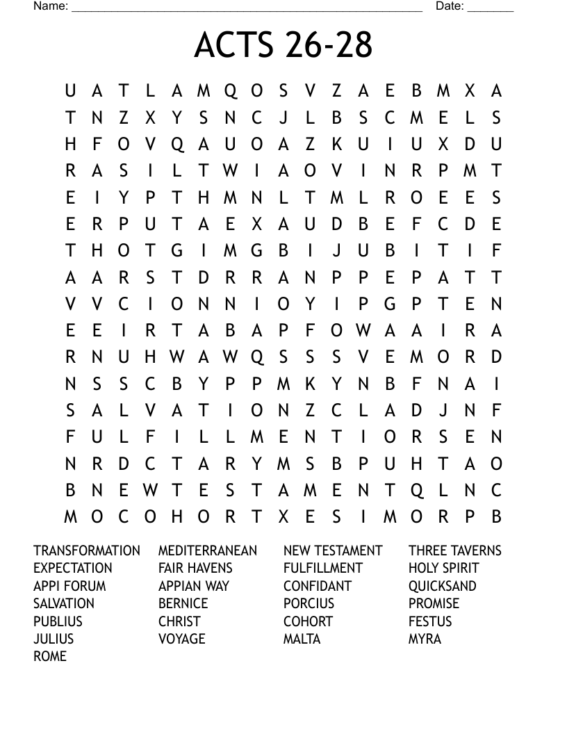 ACTS 26-28 Word Search