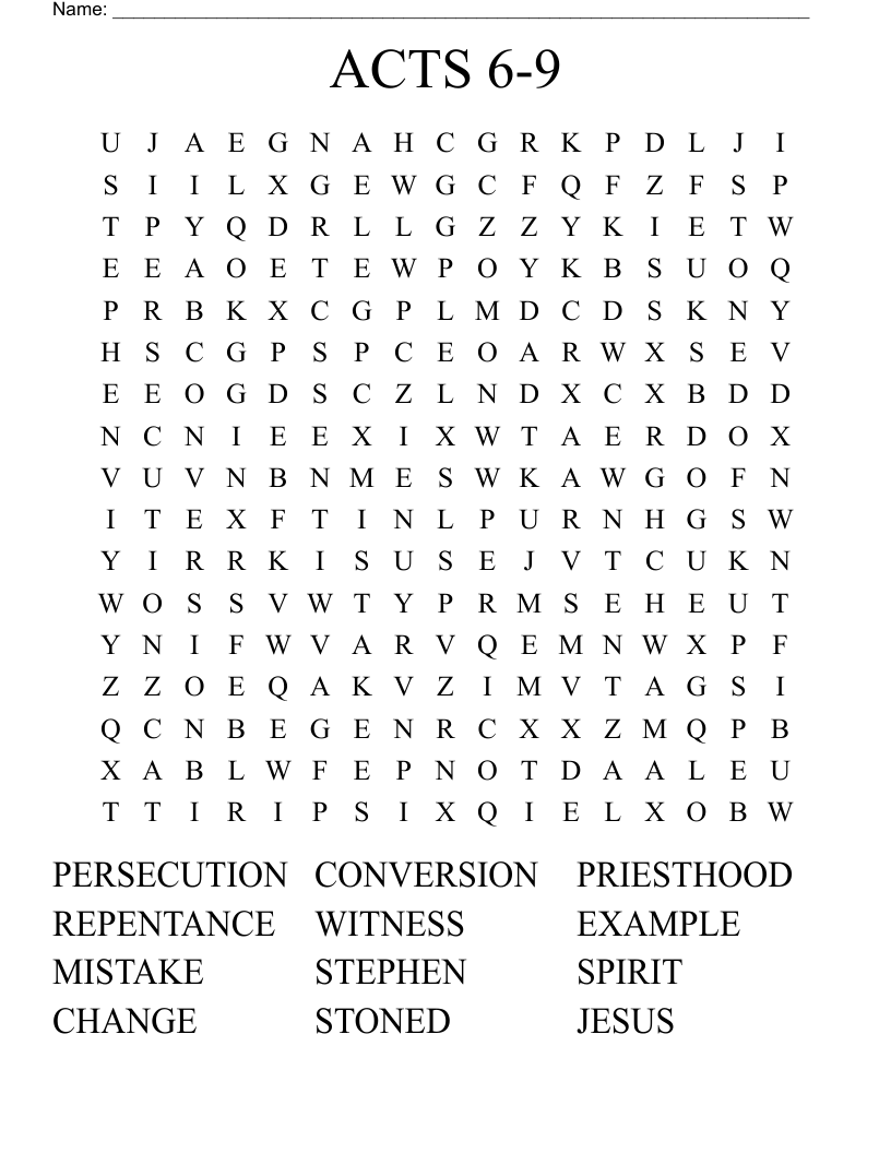 ACTS 6-9 Word Search