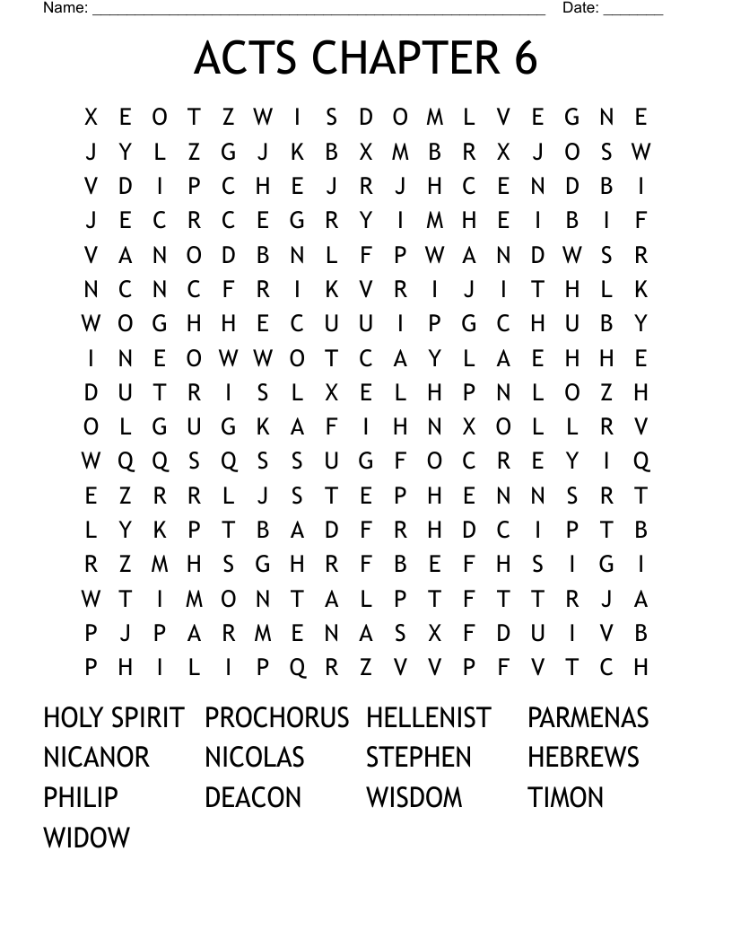 ACTS CHAPTER 6 Word Search