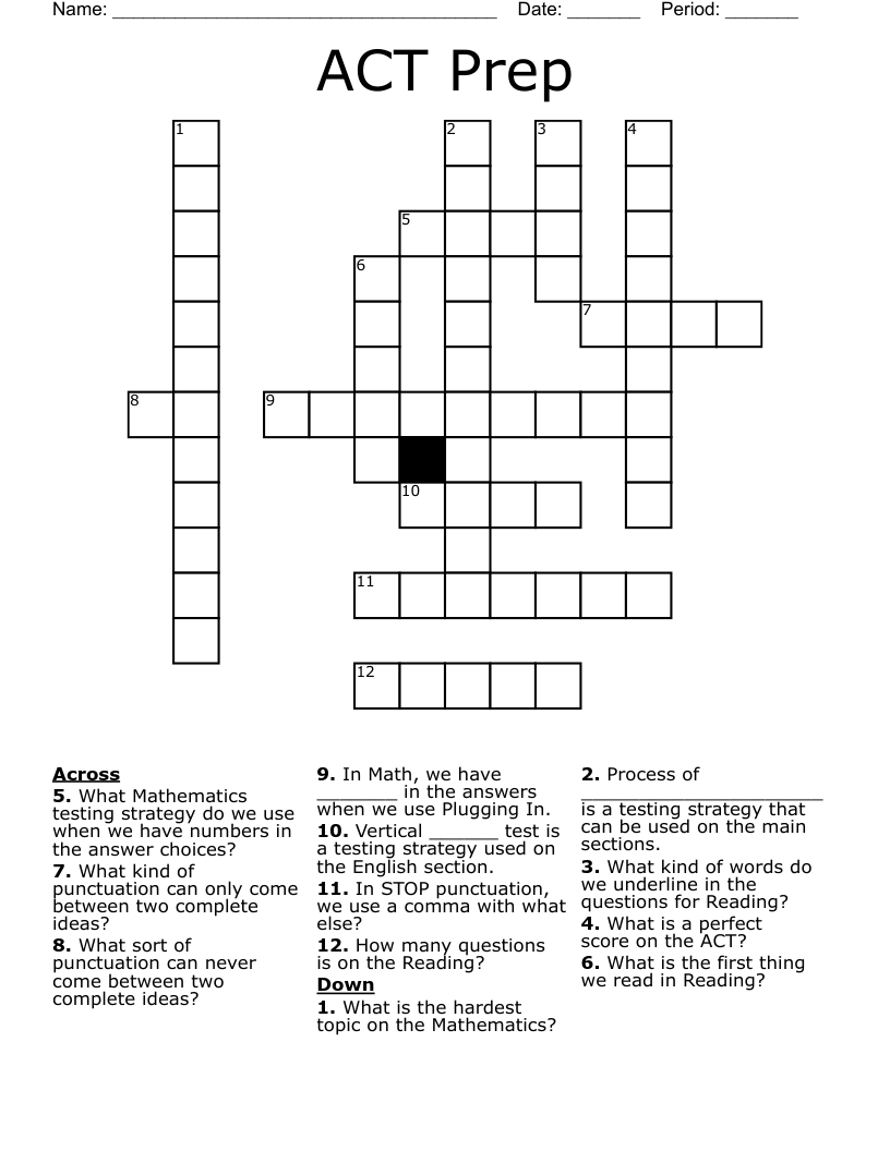 ACT Prep Crossword