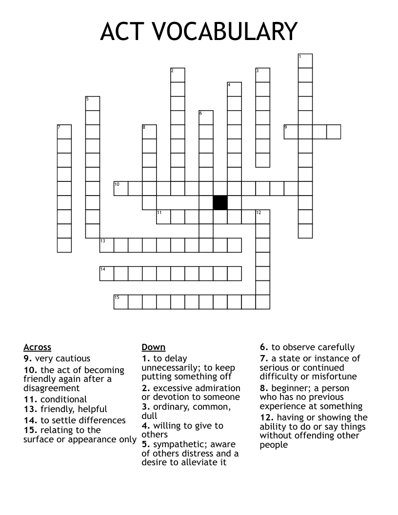 ACT VOCABULARY Crossword