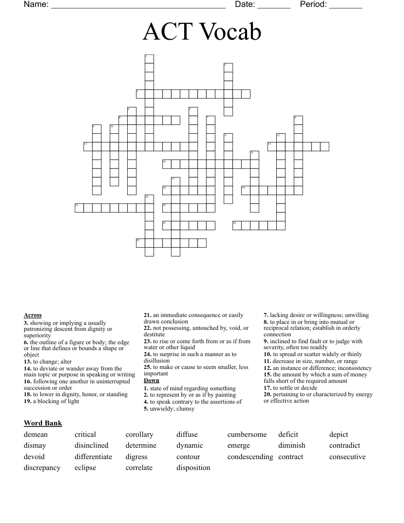 ACT Vocab Crossword