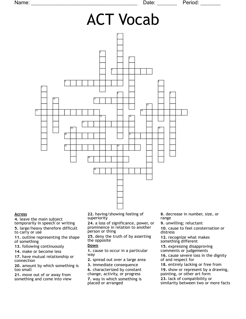 ACT Vocab Crossword