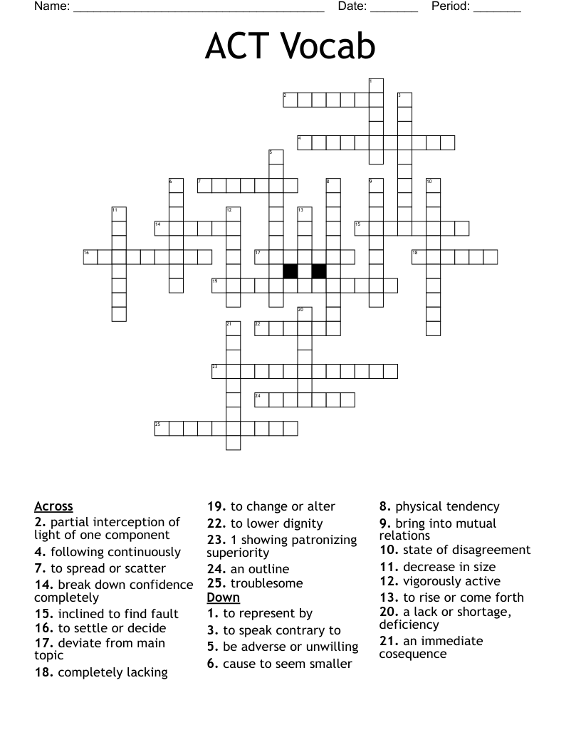 ACT Vocab Crossword