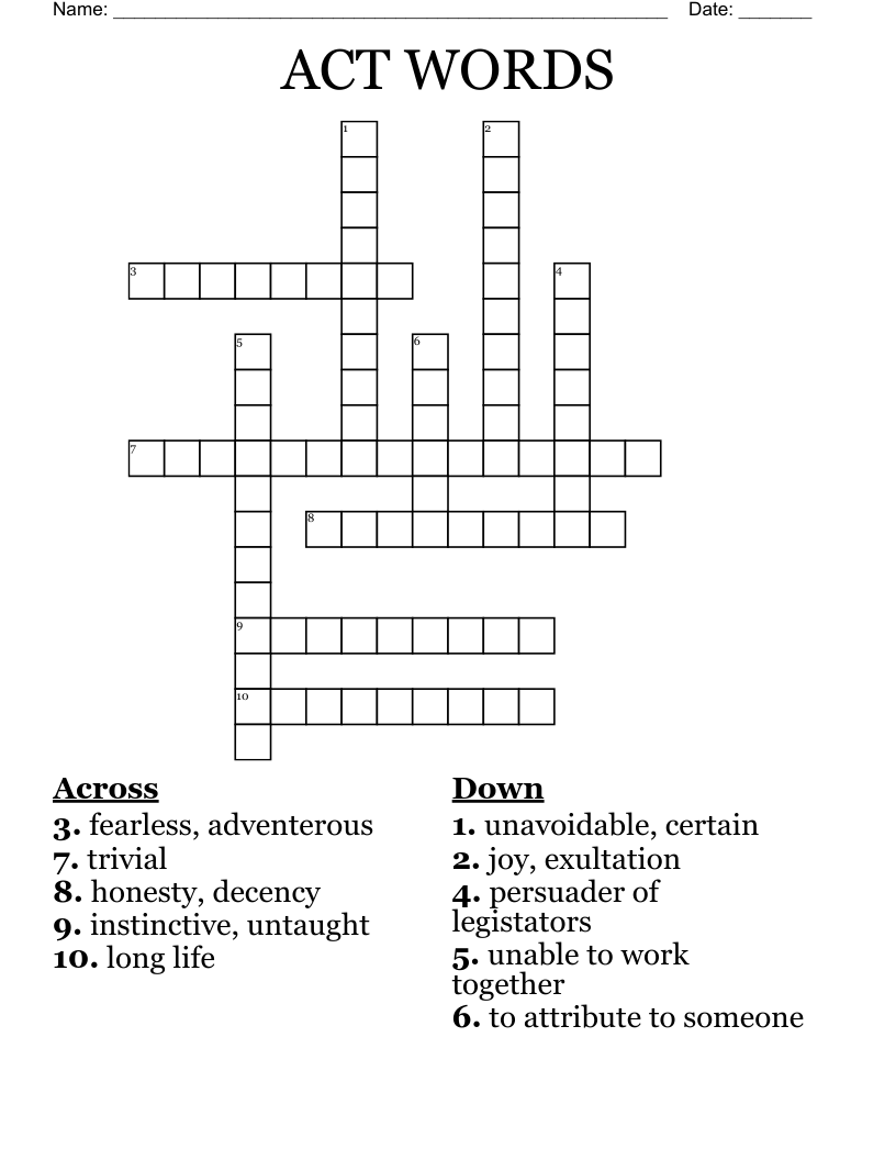 ACT WORDS Crossword
