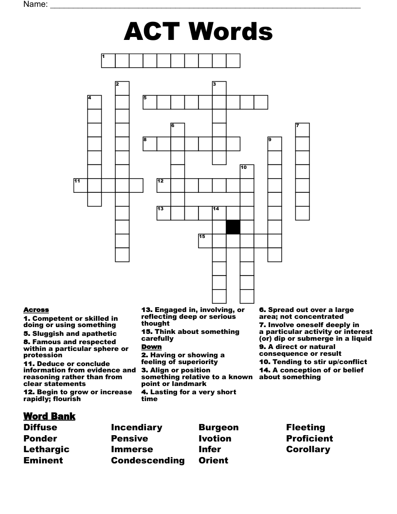 ACT Words Crossword