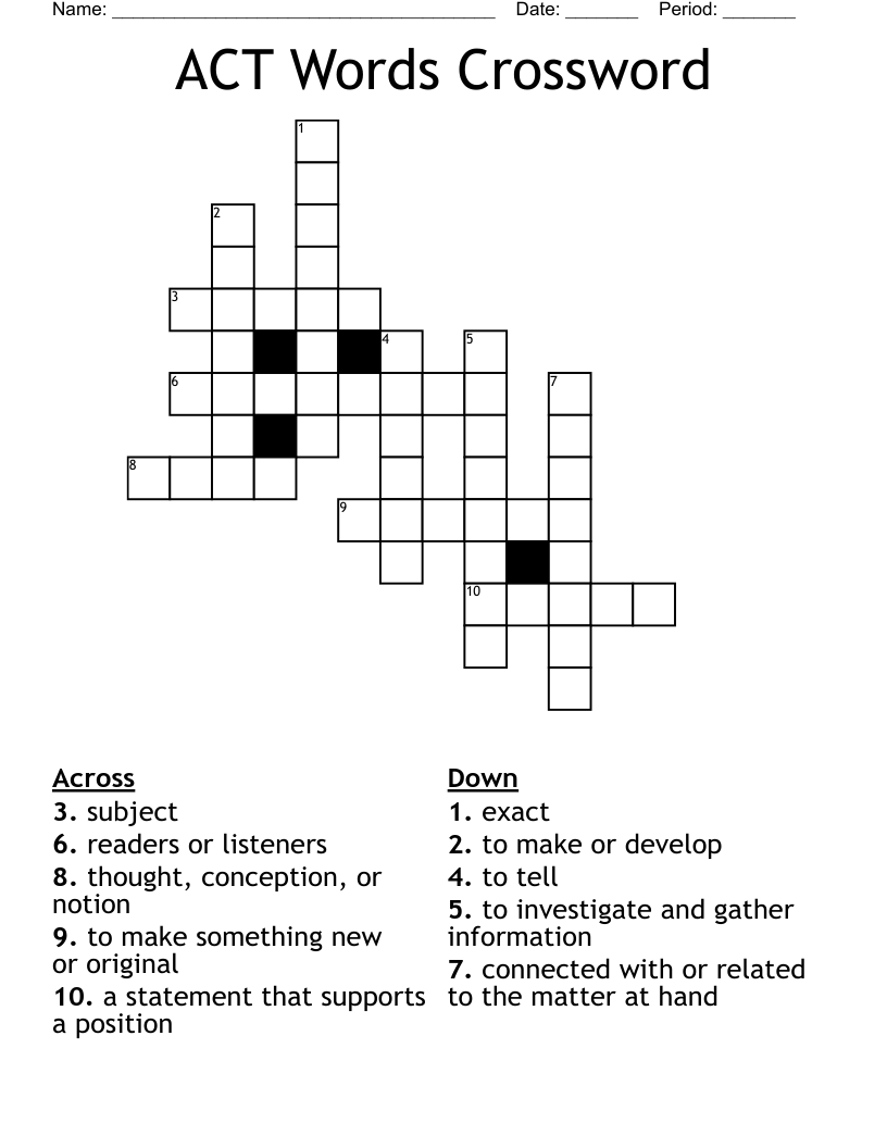 ACT Words Crossword