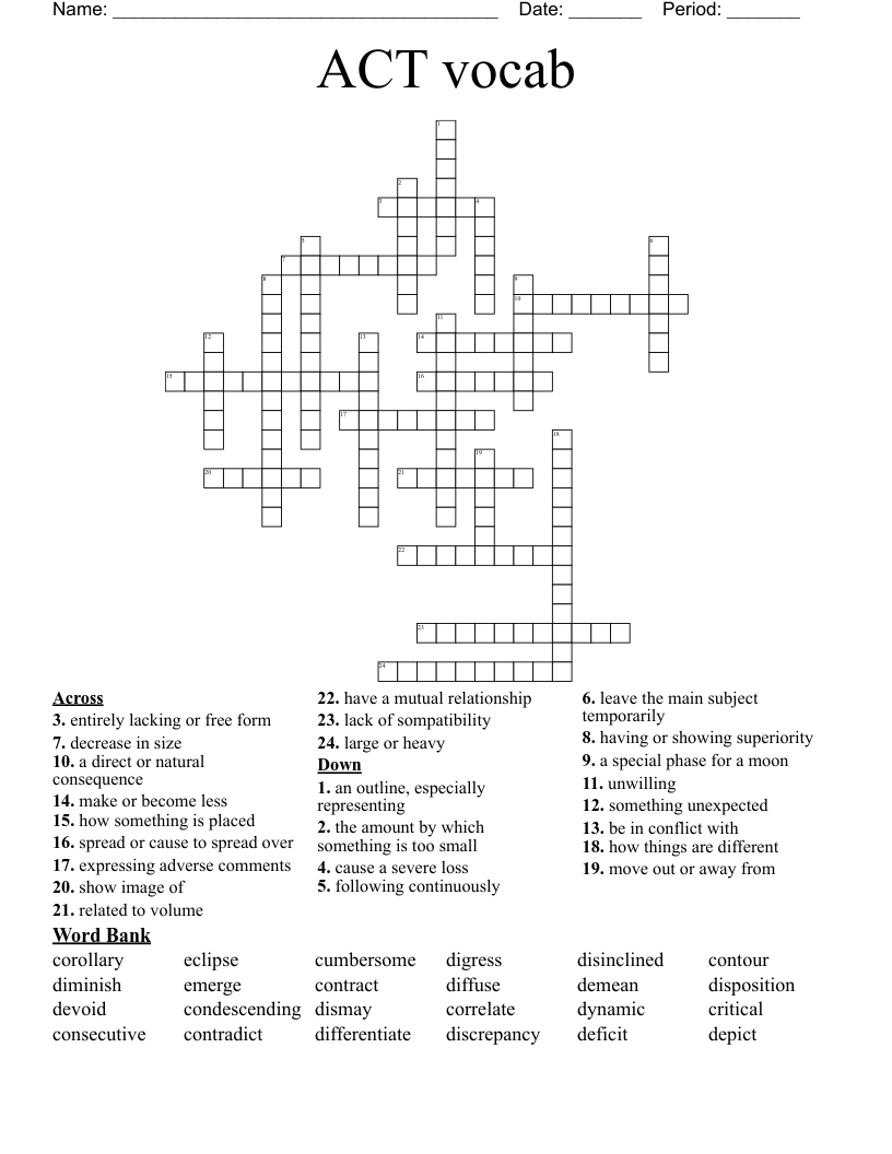 ACT vocab Crossword