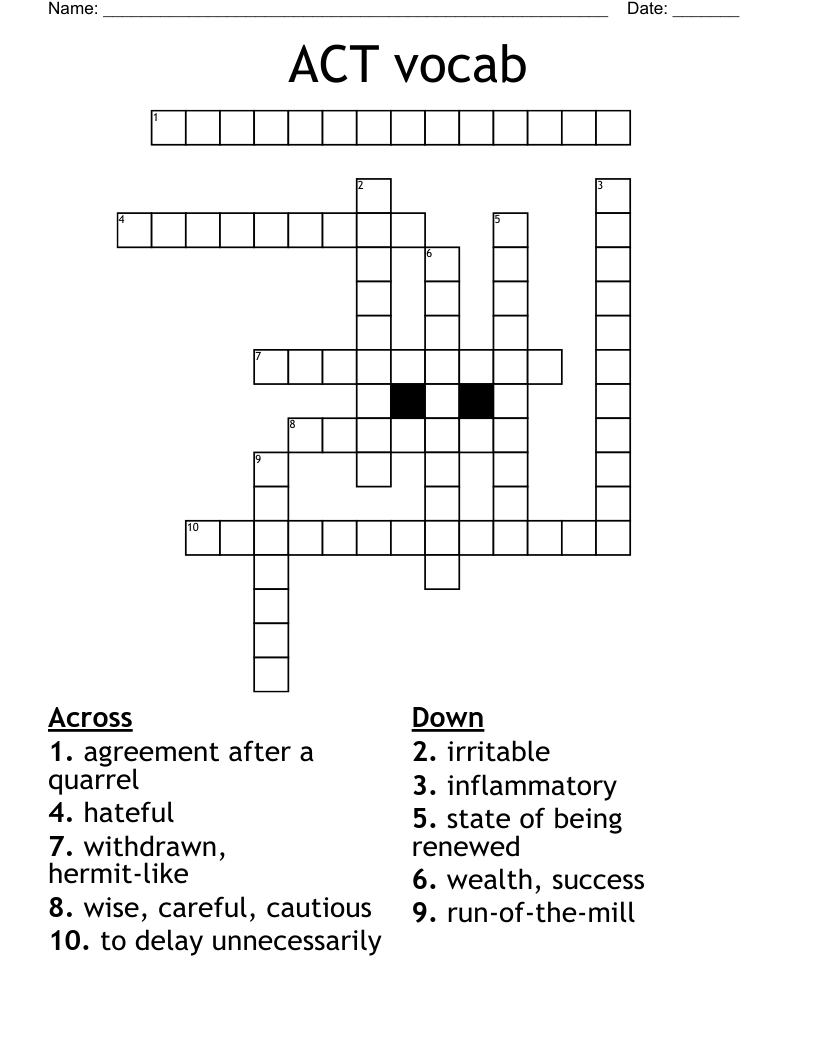 ACT vocab Crossword