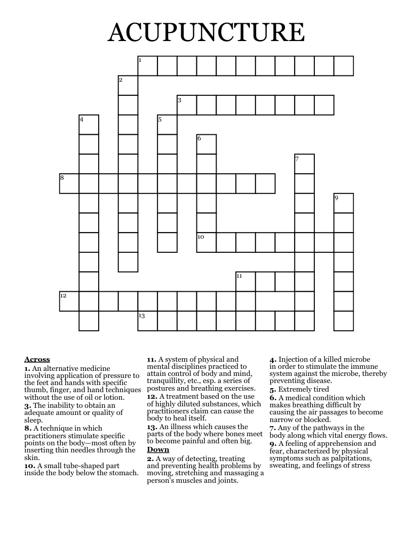ACUPUNCTURE Crossword