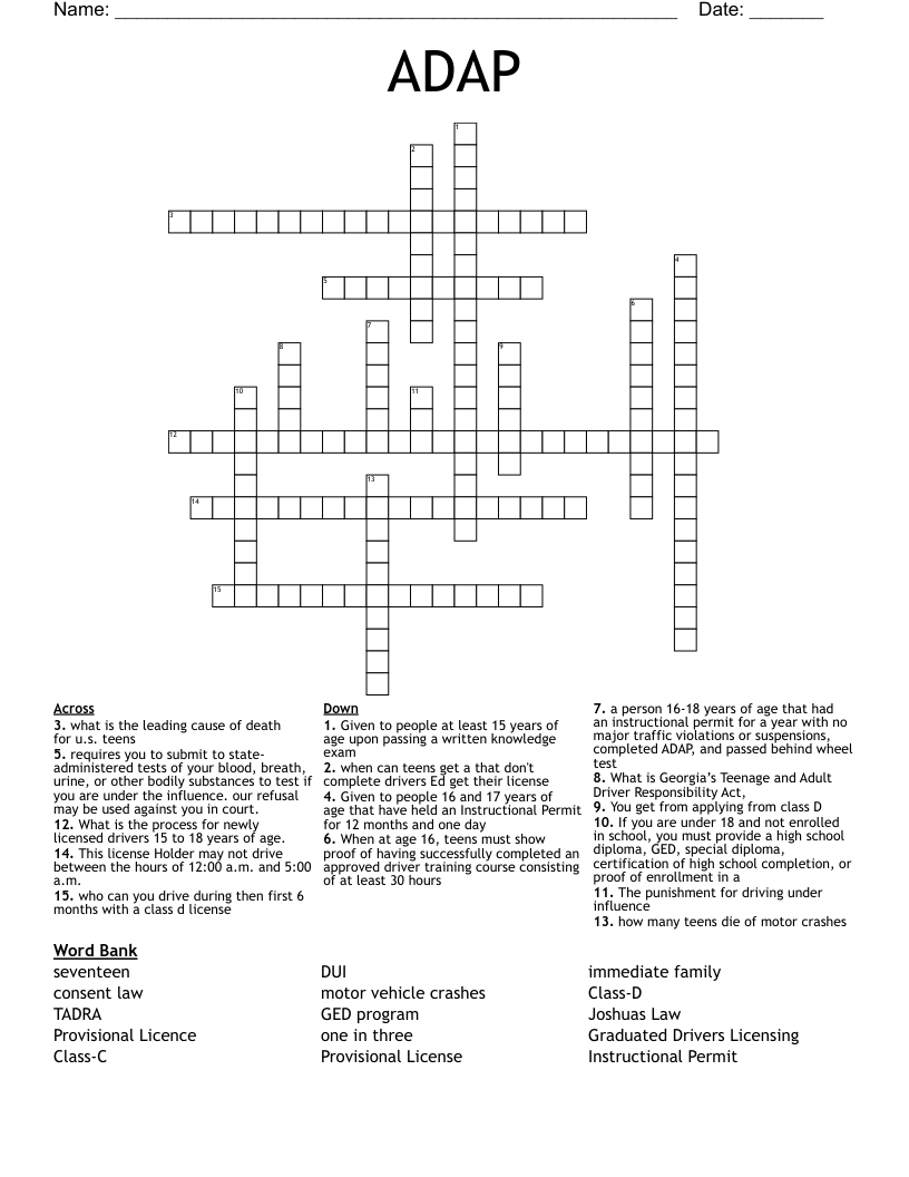 ADAP Crossword