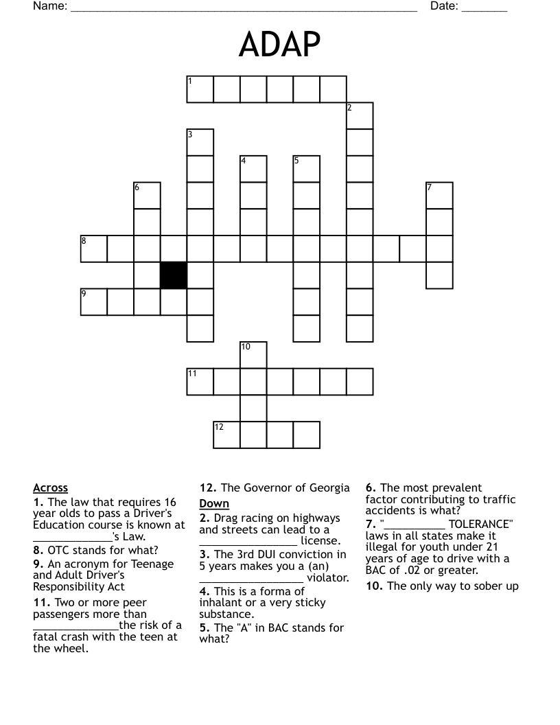 ADAP Crossword