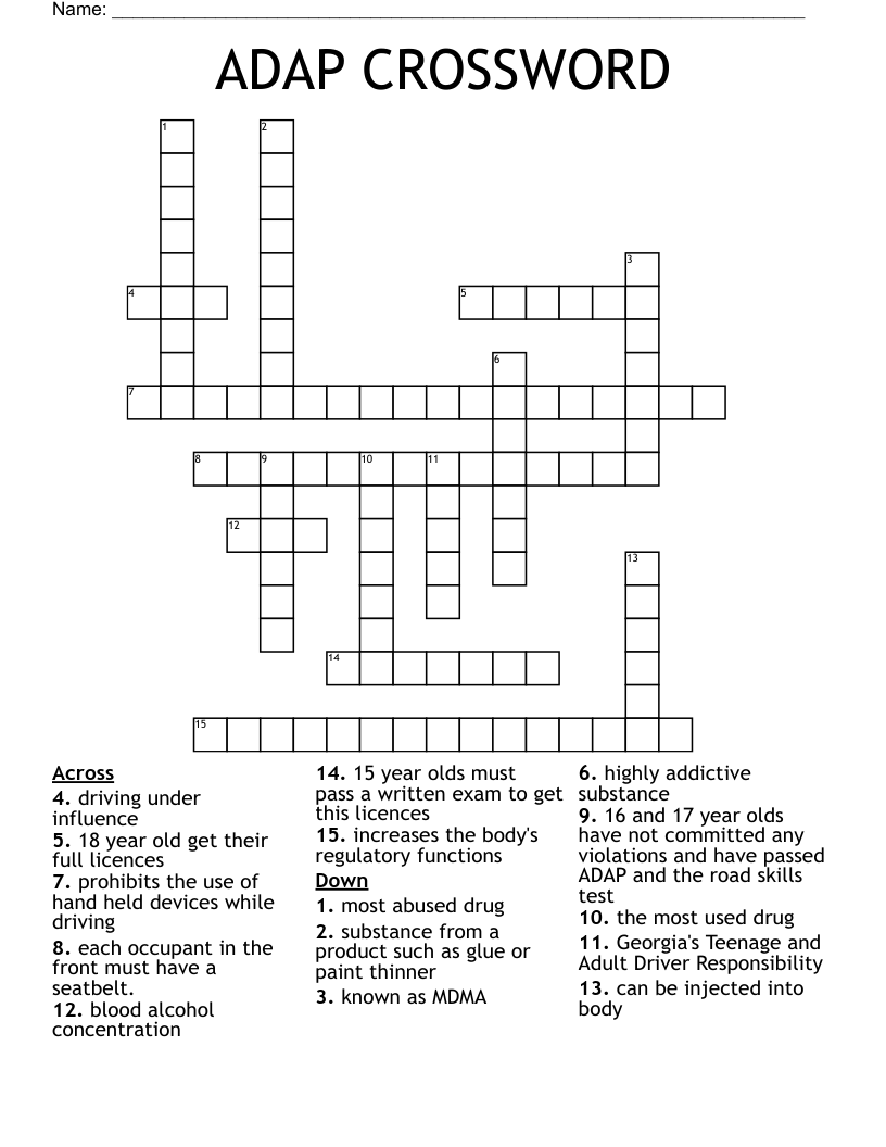 ADAP CROSSWORD