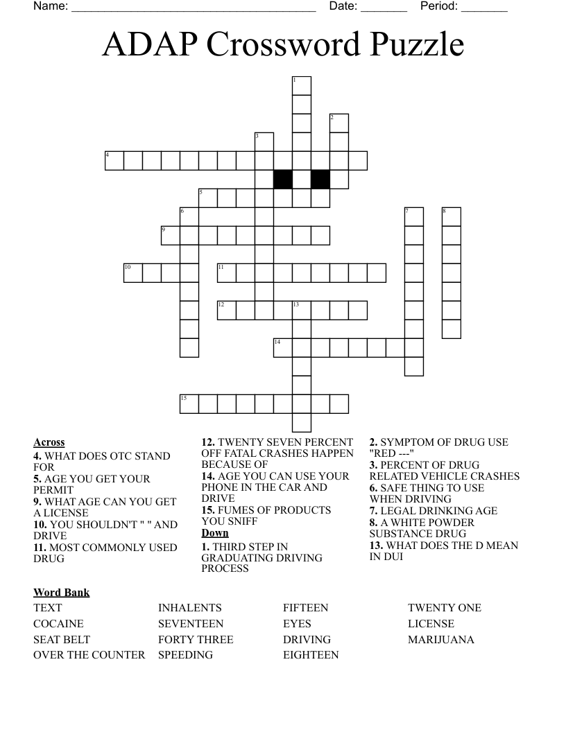 ADAP Crossword Puzzle