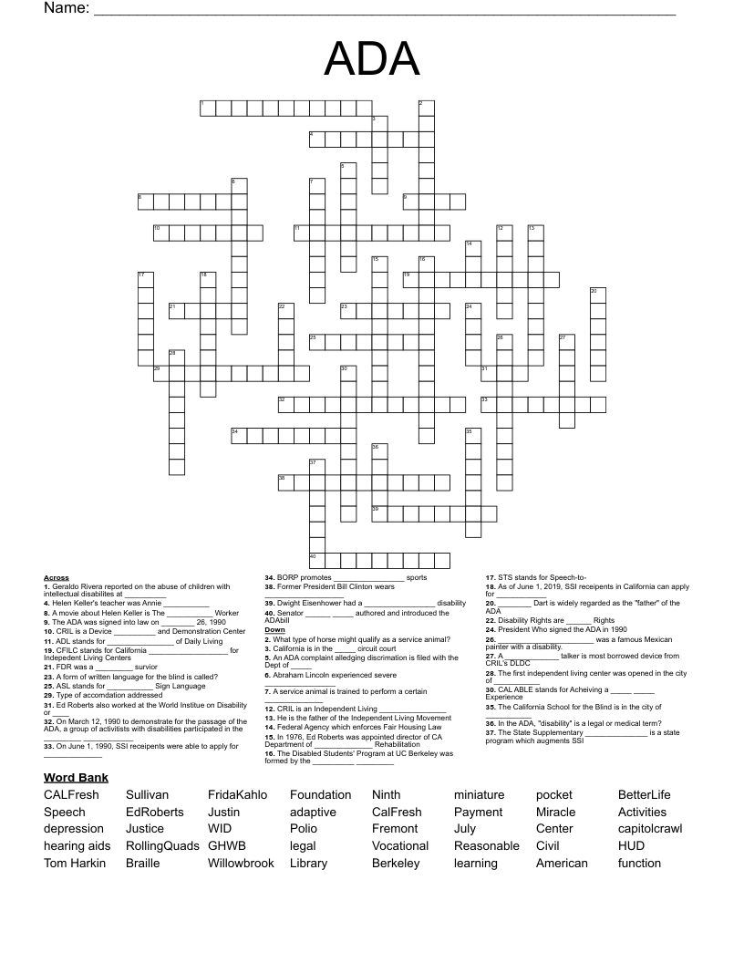 ADA Crossword
