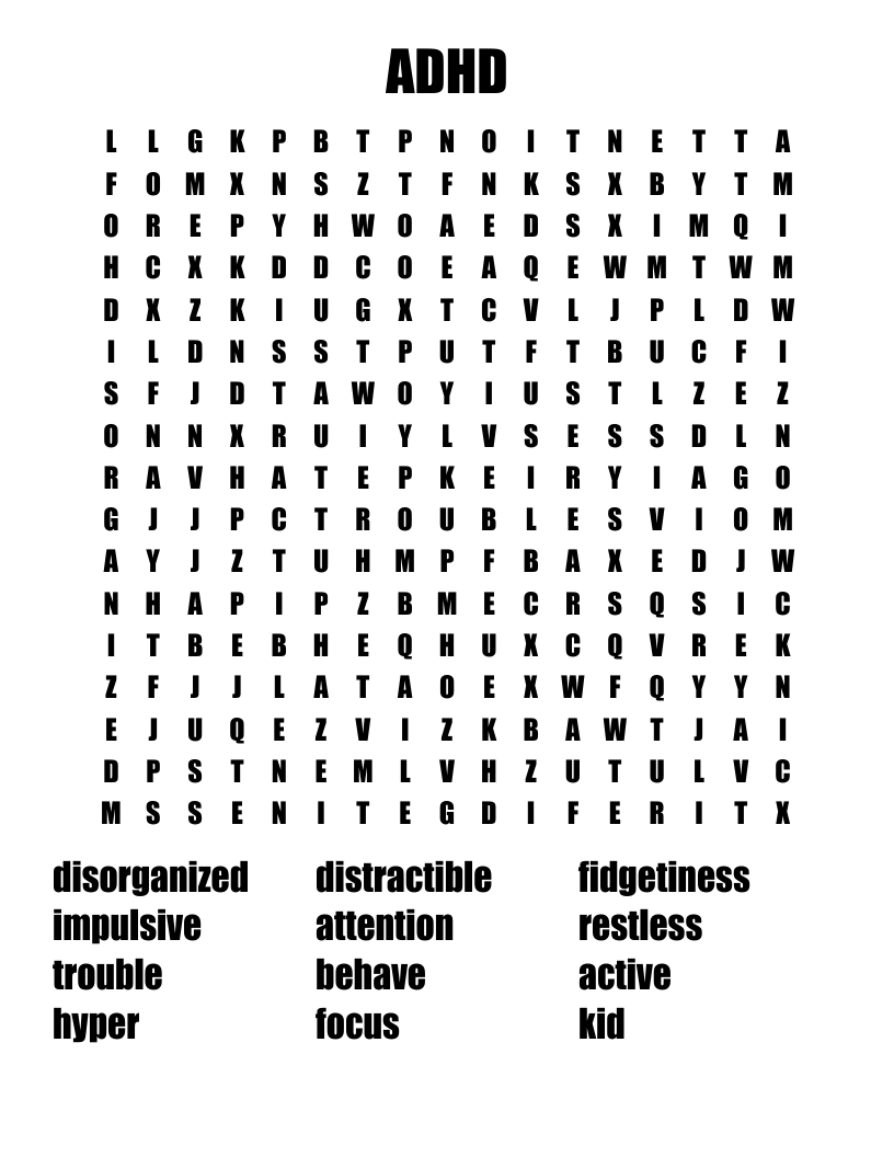 ADHD Word Search