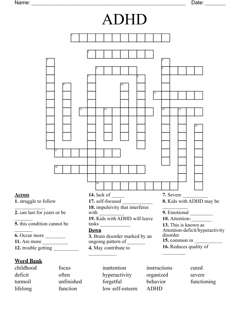 ADHD Crossword