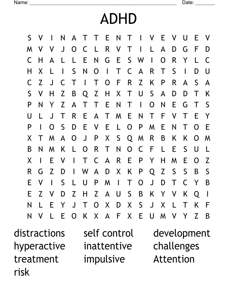ADHD Word Search