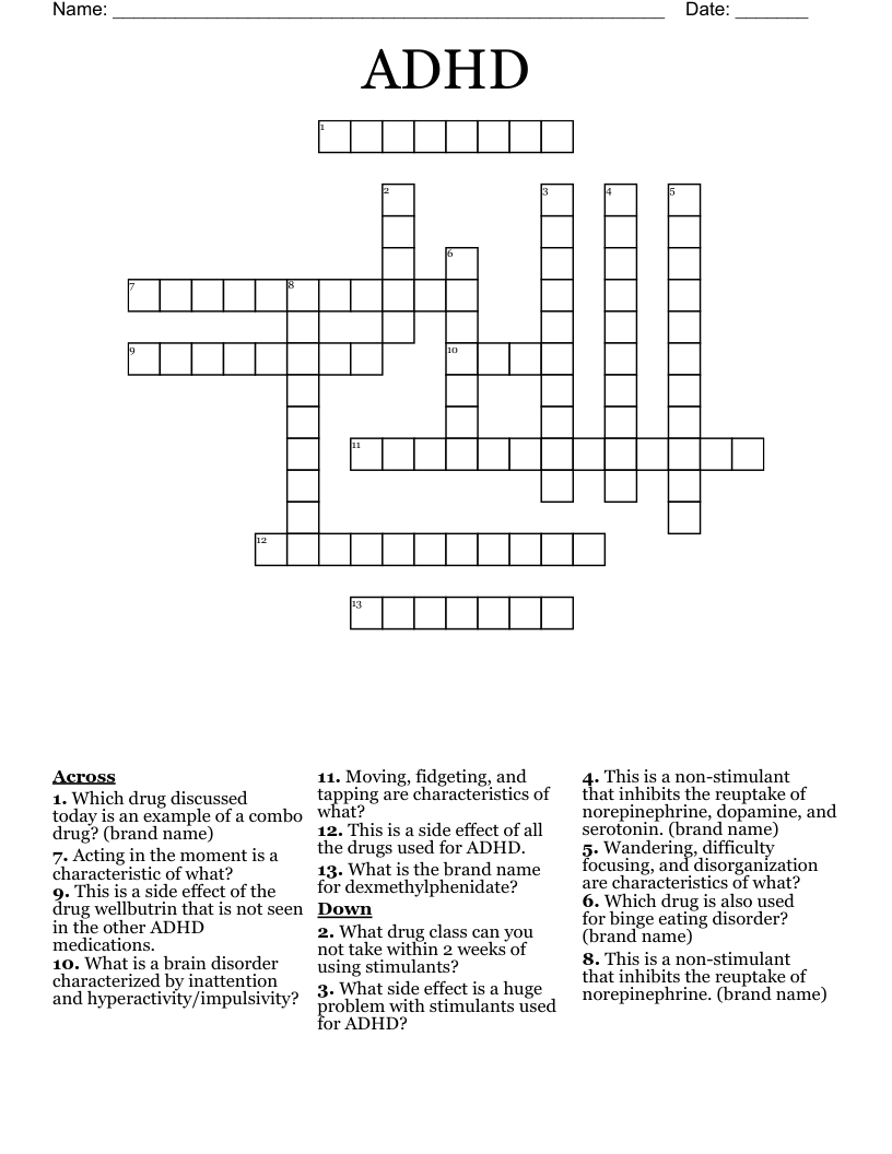 ADHD Crossword