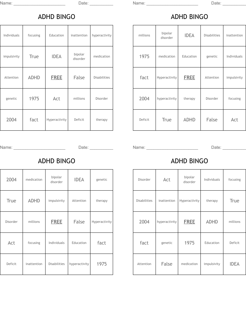 ADHD BINGO