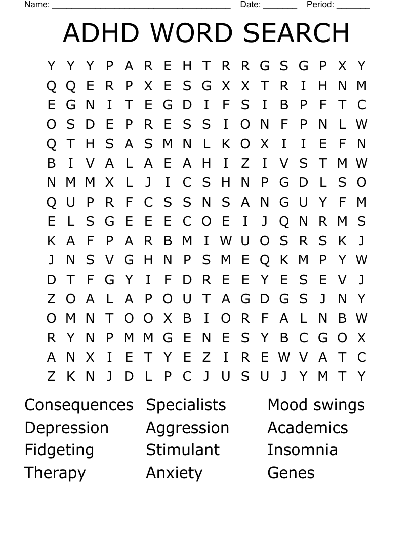 ADHD WORD SEARCH