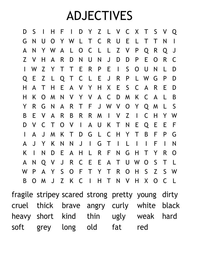 ADJECTIVES Word Search
