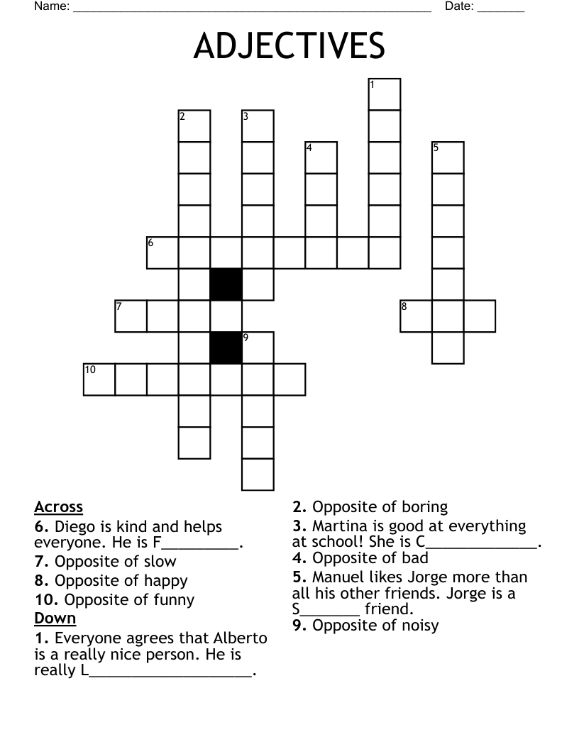 ADJECTIVES Crossword