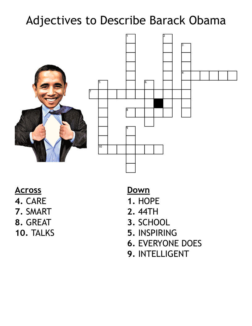 Adjectives to Describe Barack Obama Crossword