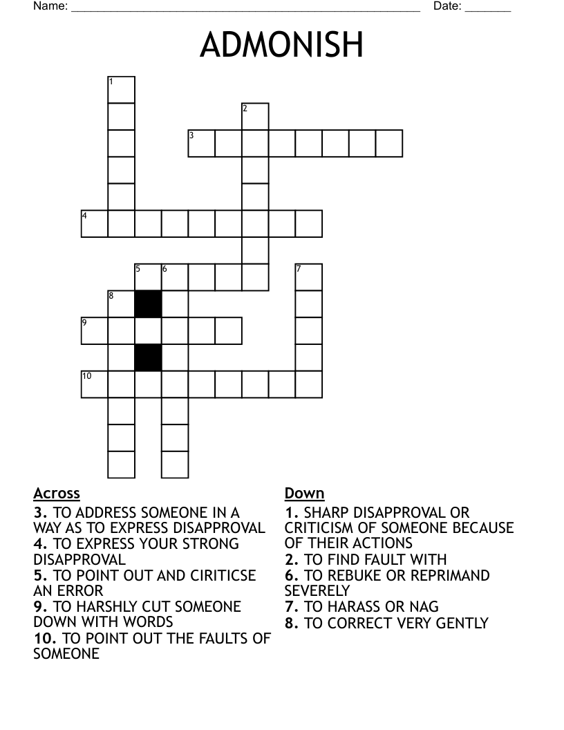 ADMONISH Crossword