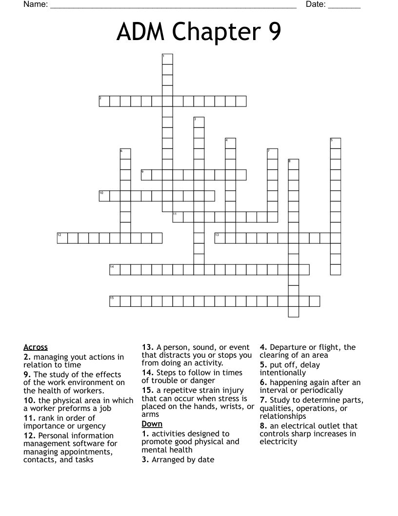 ADM Chapter 9 Crossword