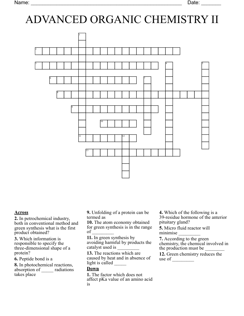 ADVANCED ORGANIC CHEMISTRY II Crossword