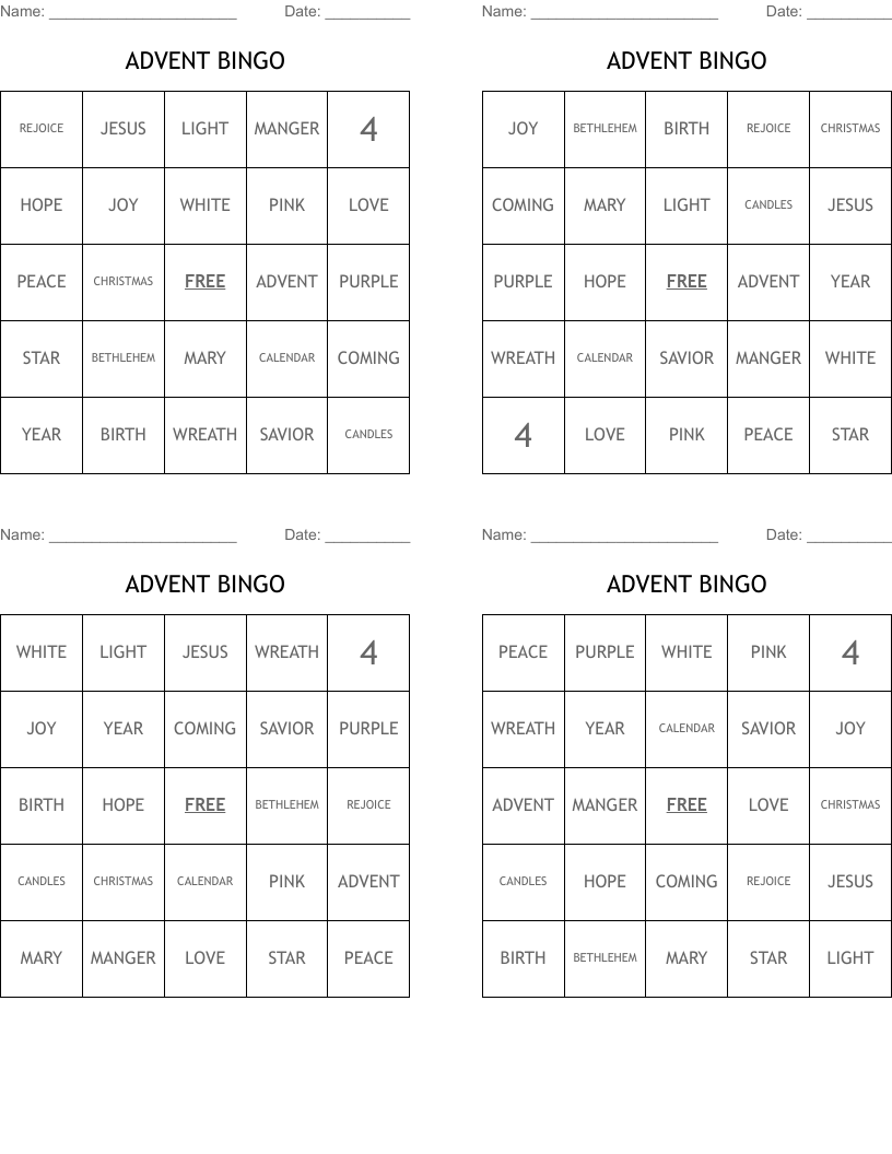 ADVENT BINGO