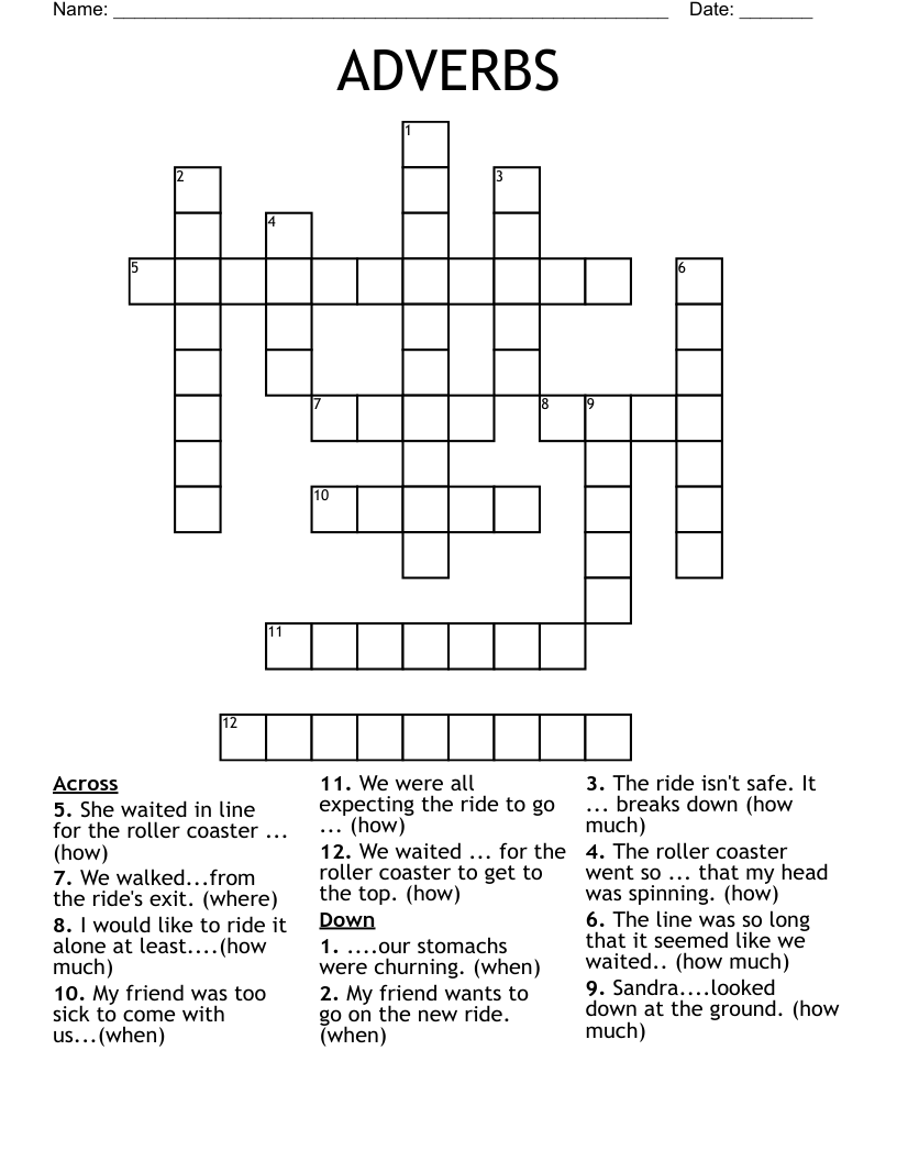 ADVERBS Crossword