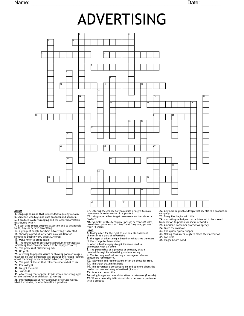 ADVERTISING Crossword