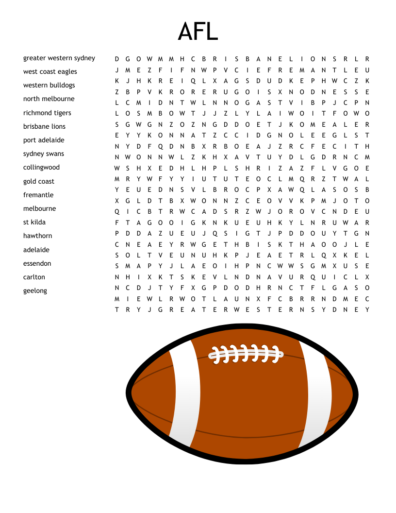 AFL Word Search