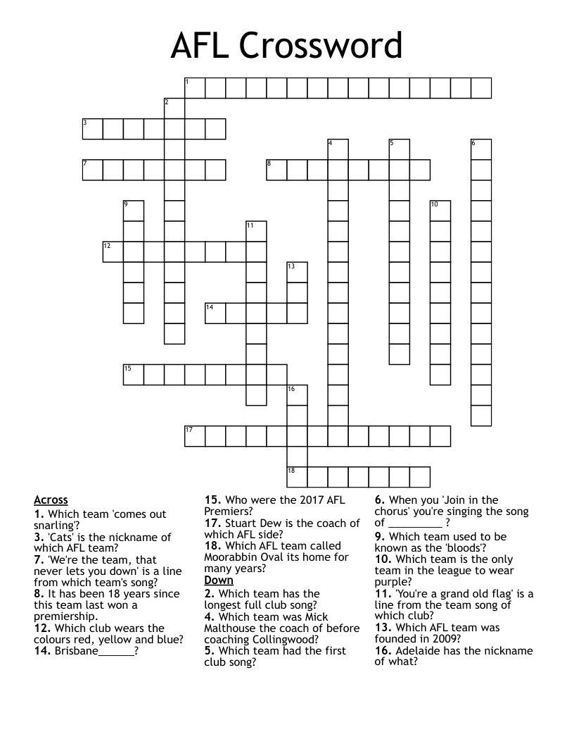 AFL Crossword