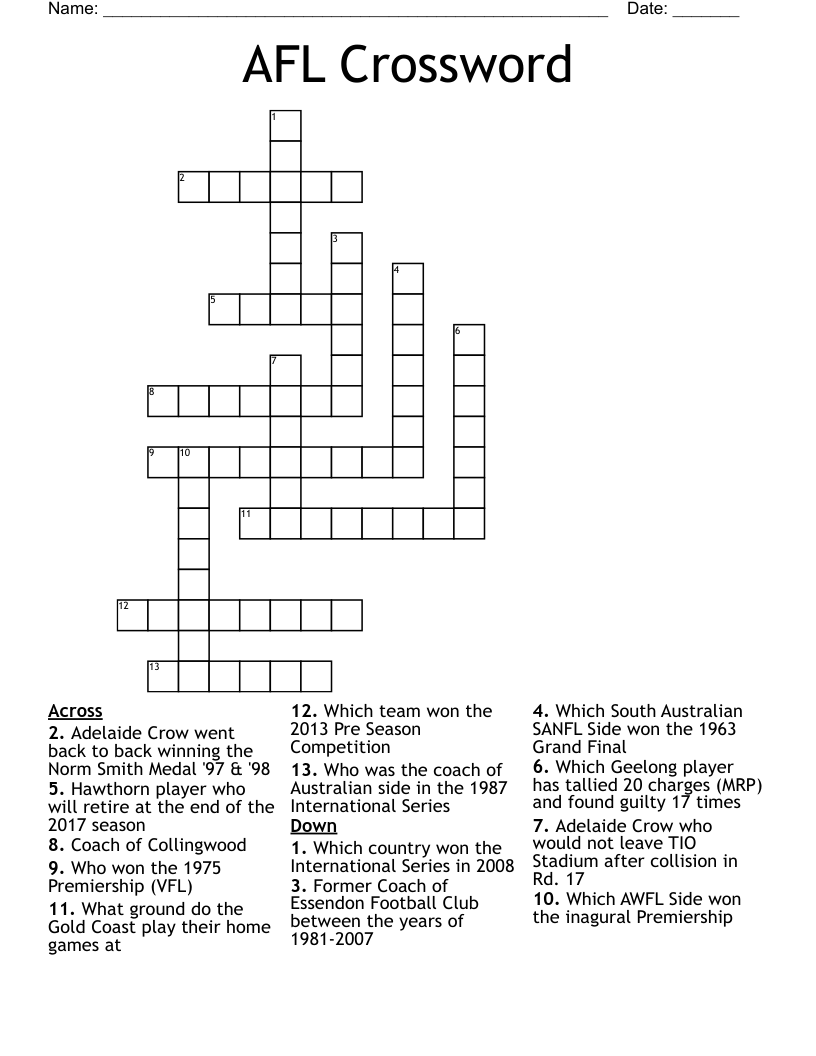 AFL Crossword
