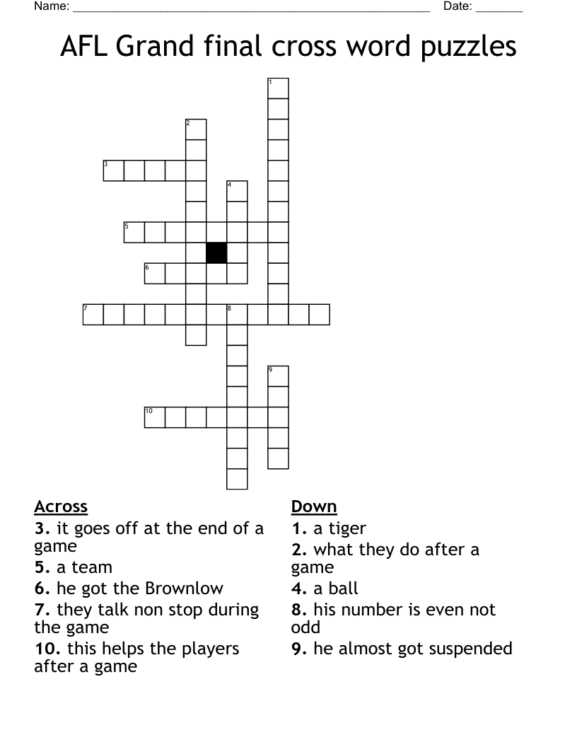 AFL Grand final cross word puzzles