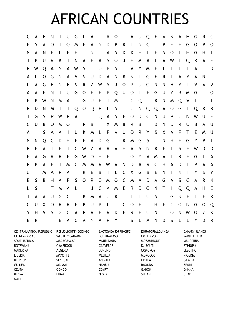 AFRICAN COUNTRIES Word Search
