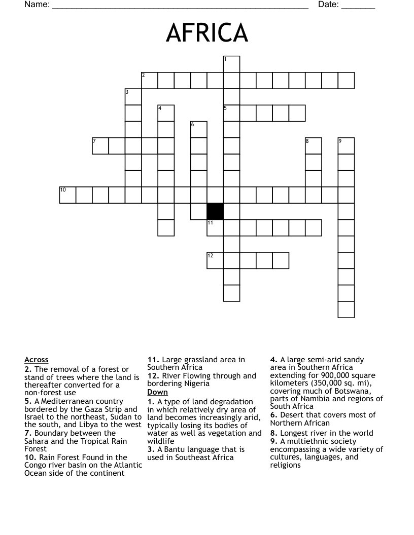 AFRICA Crossword