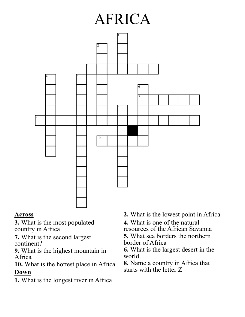 AFRICA Crossword