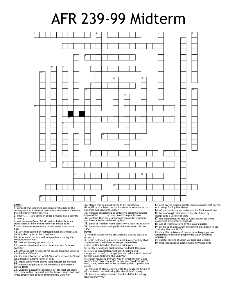 AFR 239-99 Midterm  Crossword