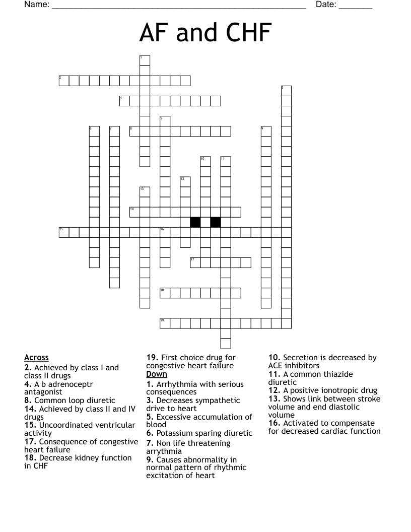 AF and CHF Crossword