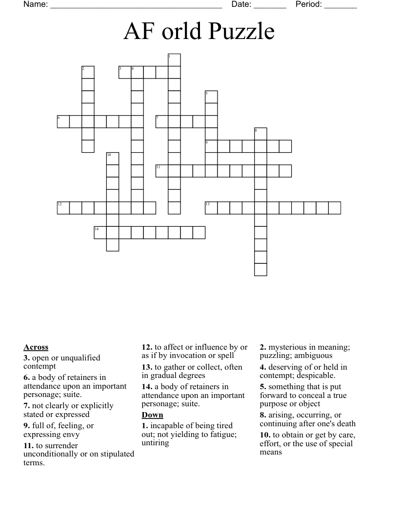 AF orld Puzzle Crossword